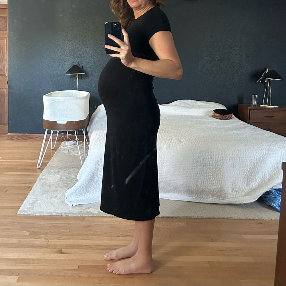 Hatch Black Midi maternity Dress